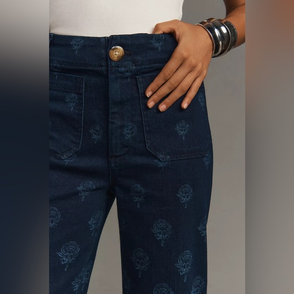 Maeve The Colette Cropped Wide-Leg Jeans Indigo Floral 25 - Picture 16 of 16